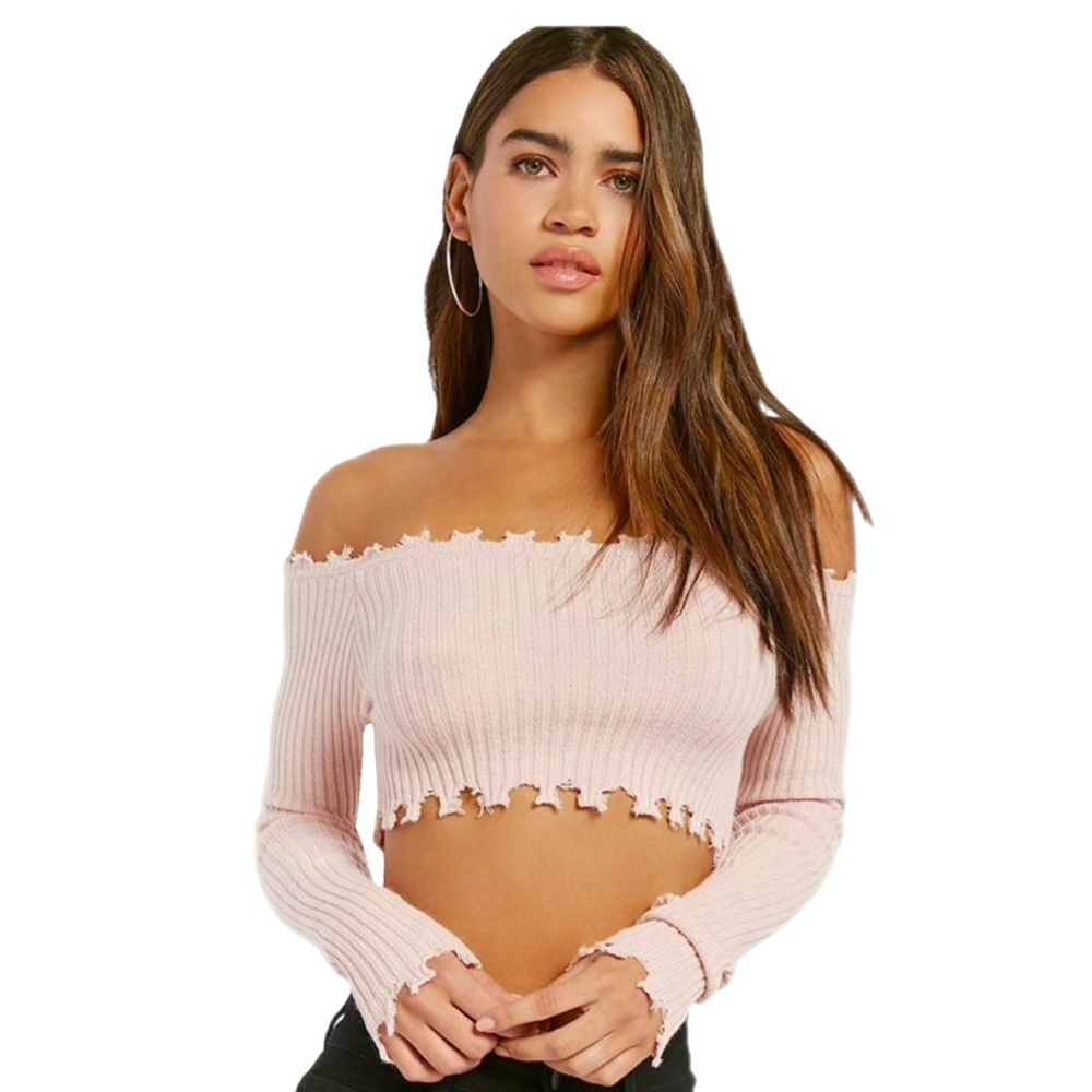 Green Eyed Girl Distressed Crop Top